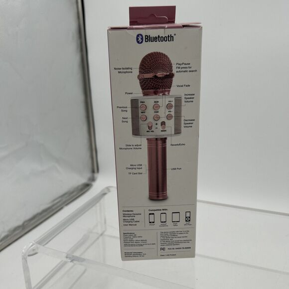 Karaoke Studio Bluetooth Microphone Pink Tech Solutions Dancing LED Speaker - Picture 6 of 12